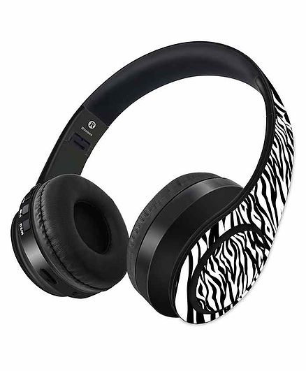 Macmerise Zebra Stripe Decibel Wireless On Ear Headphones - White Black