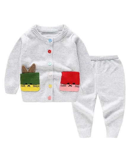 Kookie Kids Full Sleeves Sweater Set - Grey