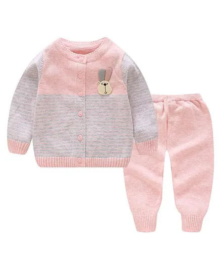 Kookie Kids Full Sleeves Baby Sweater Set Bunny Applique - Pink