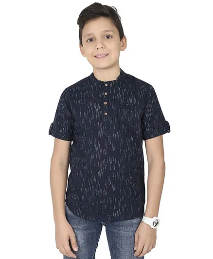 MANET Half Sleeves Printed Shirt - Blue