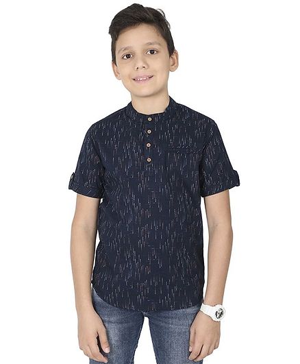 MANET Half Sleeves Printed Shirt - Blue