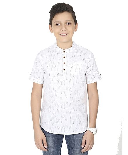 MANET Half Sleeves Printed Shirt - White