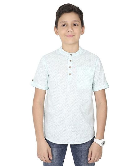 MANET Half Sleeves Printed Shirt - Pista Green