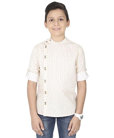 MANET Full Sleeves Printed Shirt - Cream