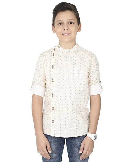 MANET Full Sleeves Printed Shirt - Cream
