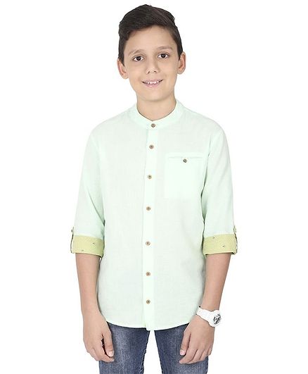 MANET Melange Three Fourth Sleeves Solid Shirt Solid - Pista