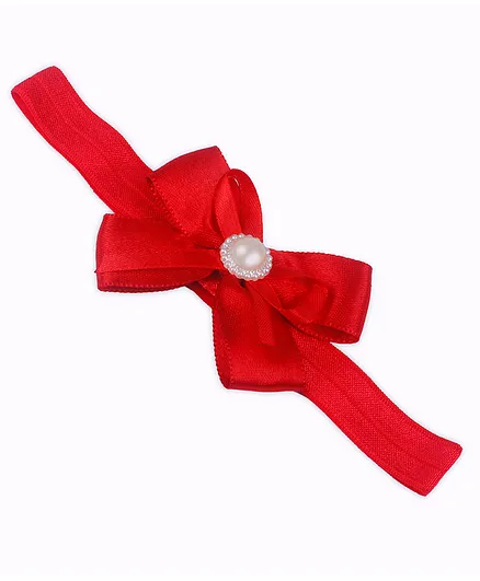 BABY Charm Bead Detailing Bow Design Headband - Red