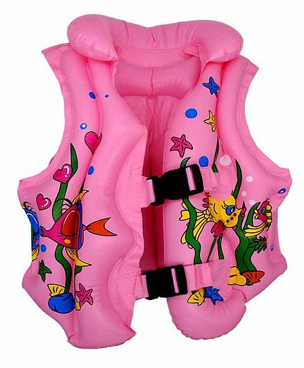 EZ Life Inflatable Swim Vest Fish Print - Pink