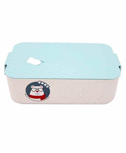 EZ Life Bamboo Fibre Rectangle Shaped Lunch Box With Spoon - Blue White