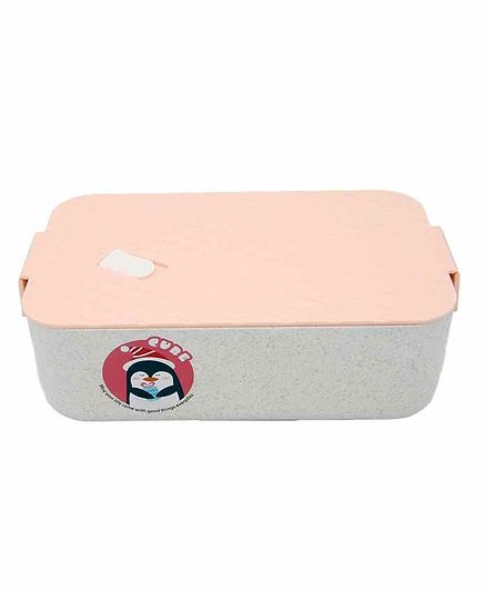 EZ Life Bamboo Fibre Rectangle Shaped Lunch Box With Spoon - Blue White