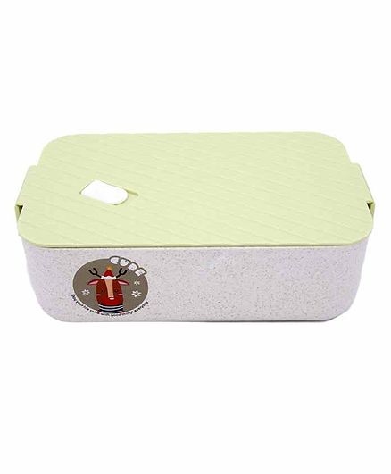 EZ Life Bamboo Fibre Rectangle Shaped Lunch Box With Spoon - Blue White