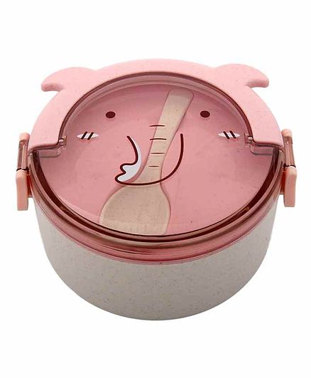 EZ Life Bamboo Fibre Lunch Box With Fork - Pink White
