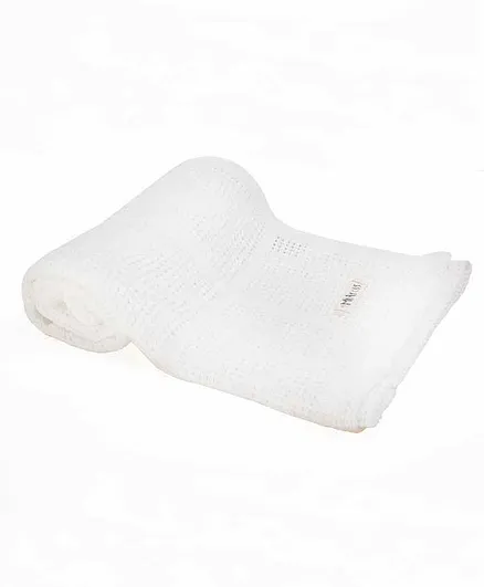 Mi Arcus Premium Organic Cotton Pixie Leno Blanket - White