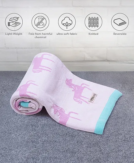 Mi Arcus Premium Organic Cotton Mini Me Blanket Unicorn Print - Pink