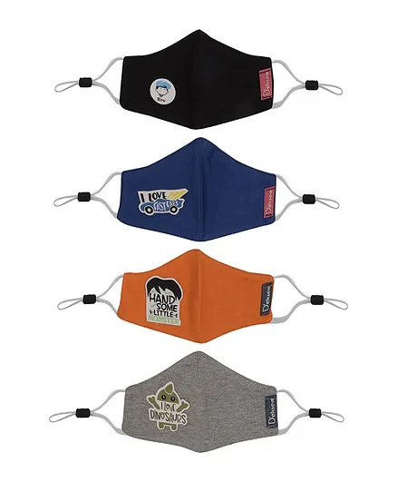 D'chica Bro I Love Fast Cars Patch Set of 4 2-Ply Masks - Black Blue Orange & Grey