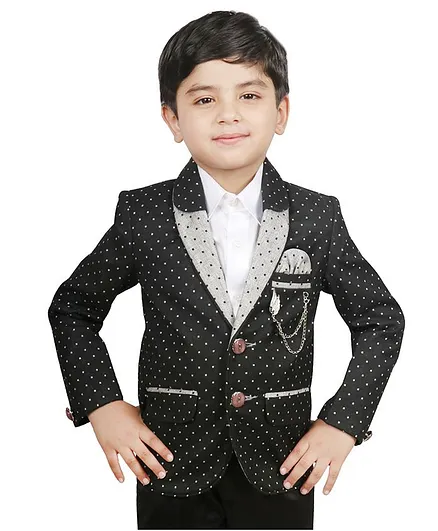 SG Yuvraj Full Sleeves Small Square Embroidery Detailing Blazer - Grey & Black