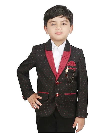 SG Yuvraj Full Sleeves Small Square Embroidery Detailing Blazer - Red & Black