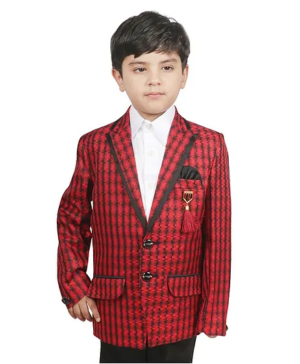 SG Yuvraj Full Sleeves Striped Pattern Blazer - Maroon