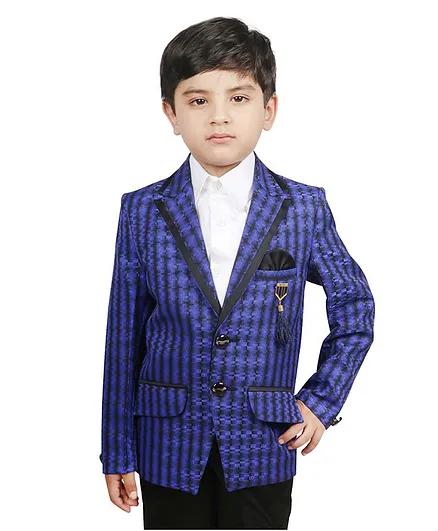 SG Yuvraj Full Sleeves Striped Pattern Blazer - Blue
