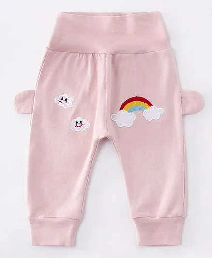 Kookie Kids Full Length Trousers Rainbow Embroidered - Pink