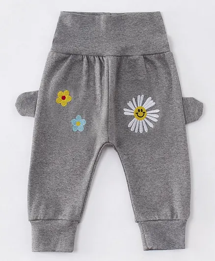 Kookie Kids Full Length Trousers Floral Embroidered - Grey