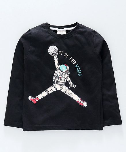 Lazy Bones Full Sleeves Tee Astronaut Print - Black