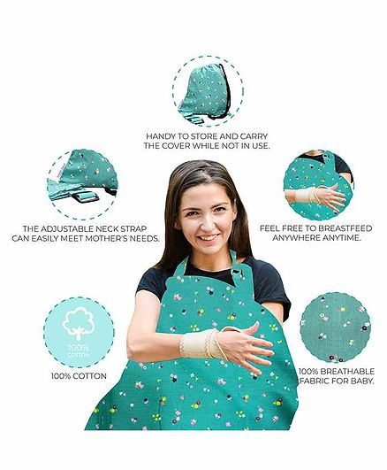 Polka Tots Nursing Cover Bib Flower Print - Green