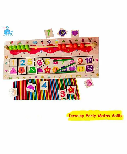 HNT Kids Geometric Number Abacus and Logarithmic Number Association Game - Multicolor
