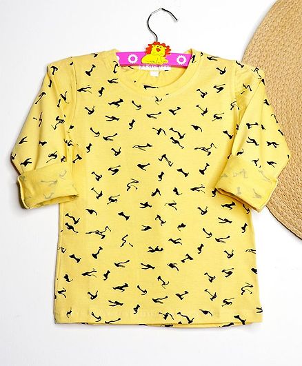 BAATCHEET Full Sleeves Printed Tee - Yellow