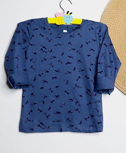 BAATCHEET Full Sleeves Printed Tee - Blue