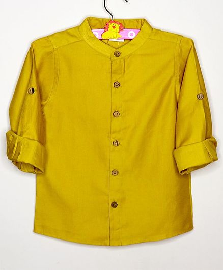 BAATCHEET Solid Full Sleeves Shirt - Mustard