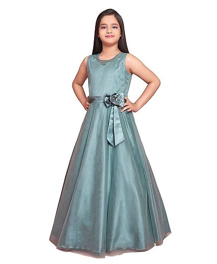 Betty By Tiny Kingdom Sleeveless Solid Flared Gown - Grey