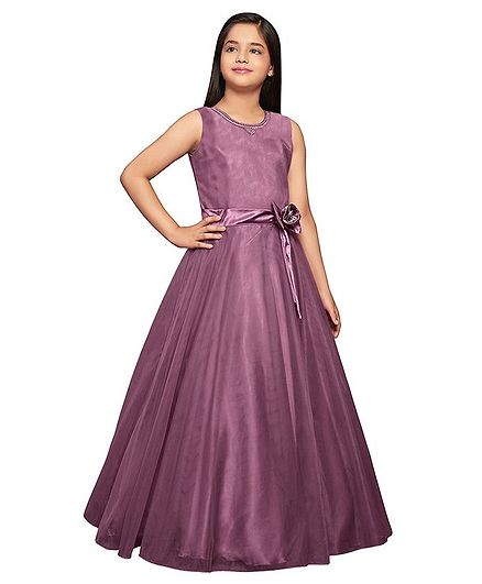 Betty By Tiny Kingdom Sleeveless Solid Flared Gown - Purple
