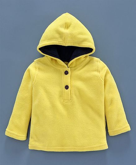 Nino Bambino Full Sleeves Solid Hoodie - Yellow