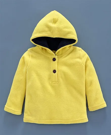 Nino Bambino Full Sleeves Solid Hoodie - Yellow