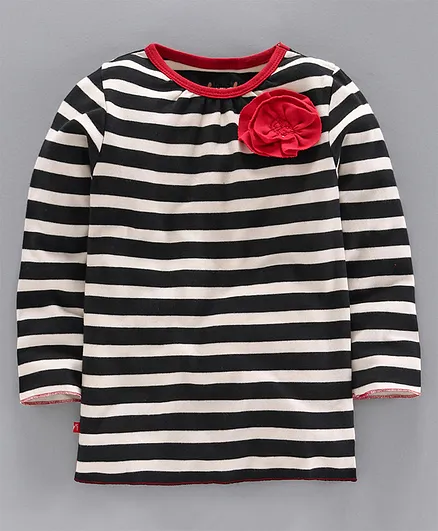 Nino Bambino 100% Organic Cotton Full Sleeves Striped Tee - Black