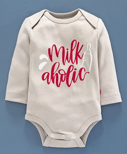 Nino Bambino 100% Organic Cotton Full Sleeves Milaholic Print Onesie - Beige