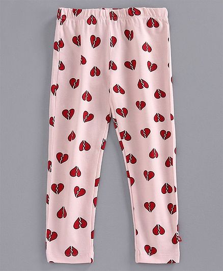 Nino Bambino 100% Organic Cotton Heart Print Leggings - Light Pink