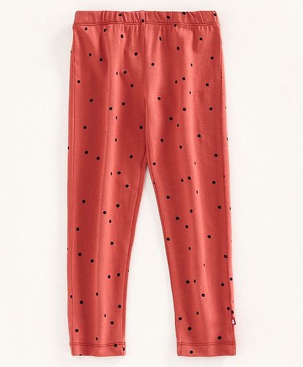 Nino Bambino 100% Organic Cotton Polka Dot Print Leggings - Red