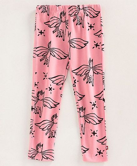 Nino Bambino 100% Organic Cotton Unicorn Print Leggings - Pink