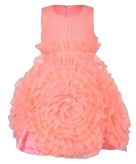 Samsara Couture Ruffled Sleeveless Dress - Peach