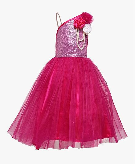 Samsara Couture Flower Applique Sleeveless - Dark Pink