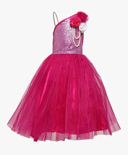 Samsara Couture Flower Applique Sleeveless - Dark Pink