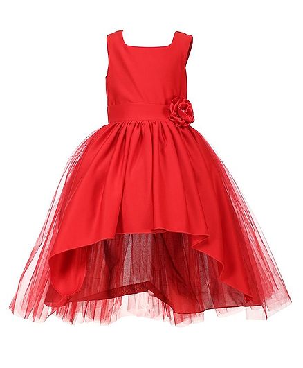 Samsara Couture Flower At Waistline Sleeveless Dress - Red