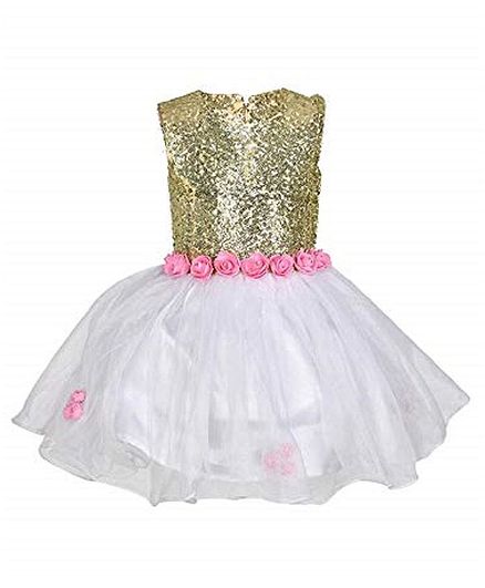 Samsara Couture Flower At Waistline Sleeveless Dress - White