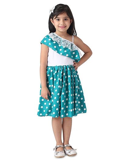 Samsara Couture Sleeveless Polka Dot Print Dress - Light Blue