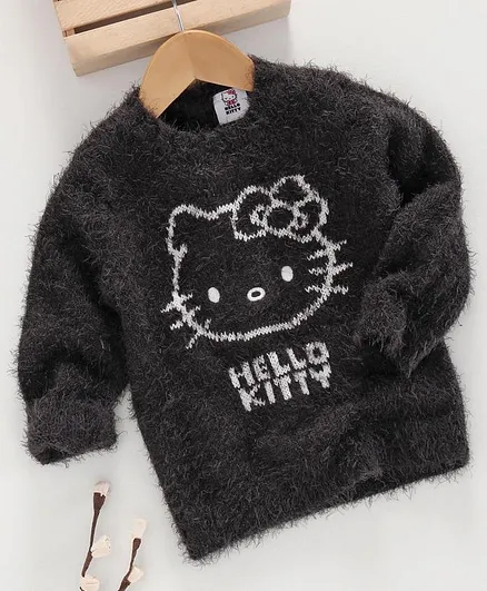 Fox Baby Full Sleeves Winter Wear T-Shirt Kitty Design - Dark Grey