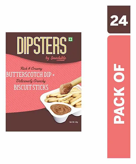 Snackible Dipsters Biscuit Sticks with Butterscotch Dip Pack of 24 - 30 gm Each