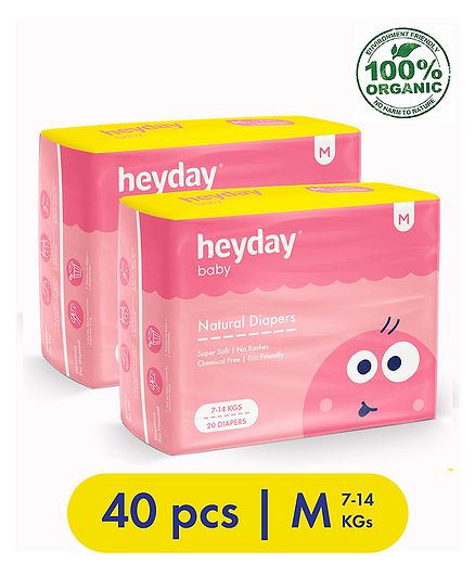 Heyday Natural & Organic Medium Baby Diapers Pack of 2 - 40 Pieces