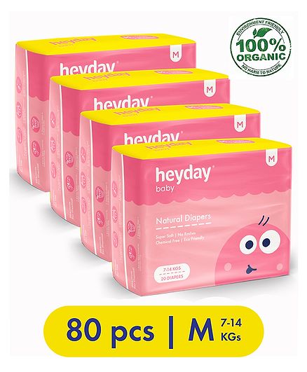 Heyday Natural & Organic Medium Baby Diapers Pack of 4 - 80 Pieces